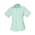 Aqua - Front - Premier Womens-Ladies Poplin Short-Sleeved Blouse