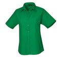 Emerald - Front - Premier Womens-Ladies Poplin Short-Sleeved Blouse