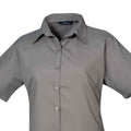 Dark Grey - Back - Premier Womens-Ladies Poplin Short-Sleeved Blouse