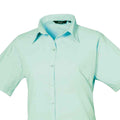 Aqua - Back - Premier Womens-Ladies Poplin Short-Sleeved Blouse