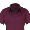 Aubergine - Back - Premier Womens-Ladies Poplin Short-Sleeved Blouse