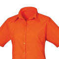 Orange - Back - Premier Womens-Ladies Poplin Short-Sleeved Blouse