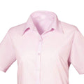 Pink - Back - Premier Womens-Ladies Poplin Short-Sleeved Blouse