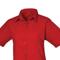 Red - Back - Premier Womens-Ladies Poplin Short-Sleeved Blouse