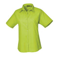 Lime - Front - Premier Womens-Ladies Poplin Short-Sleeved Blouse