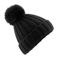 Black - Front - Beechfield Unisex Adult Verbier Pom Pom Beanie