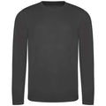 Charcoal - Front - AWDis Cool Mens Moisture Wicking Long-Sleeved T-Shirt