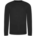 Jet Black - Front - AWDis Cool Mens Moisture Wicking Long-Sleeved T-Shirt