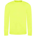 Electric Yellow - Front - AWDis Cool Mens Moisture Wicking Long-Sleeved T-Shirt