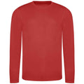 Fire Red - Front - AWDis Cool Mens Moisture Wicking Long-Sleeved T-Shirt