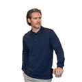 Navy - Lifestyle - Tee Jays Mens Luxury Stretch Long-Sleeved Polo Shirt