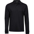 Black - Front - Tee Jays Mens Luxury Stretch Long-Sleeved Polo Shirt