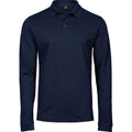 Navy - Front - Tee Jays Mens Luxury Stretch Long-Sleeved Polo Shirt