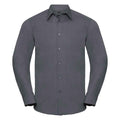 Convoy Grey - Front - Russell Collection Mens Poplin Tailored Long-Sleeved Shirt