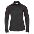 Black - Front - Russell Collection Womens-Ladies Poplin Easy-Care Long-Sleeved Formal Shirt