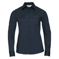 French Navy - Front - Russell Collection Womens-Ladies Poplin Easy-Care Long-Sleeved Formal Shirt