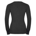 Charcoal Marl - Back - Russell Collection Womens-Ladies Cotton Acrylic V Neck Sweatshirt