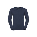 French Navy - Front - Russell Collection Mens Cotton Acrylic V Neck Sweatshirt