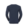 French Navy - Back - Russell Collection Mens Cotton Acrylic V Neck Sweatshirt