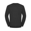 Charcoal Marl - Back - Russell Collection Mens Cotton Acrylic V Neck Sweatshirt