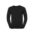 Black - Front - Russell Collection Mens Cotton Acrylic V Neck Sweatshirt