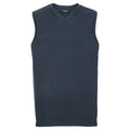French Navy - Front - Russell Collection Mens Cotton Acrylic V Neck Sleeveless Sweatshirt