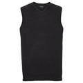 Black - Front - Russell Collection Mens Cotton Acrylic V Neck Sleeveless Sweatshirt