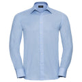 Oxford Blue - Front - Russell Collection Mens Oxford Tailored Long-Sleeved Formal Shirt