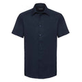 Bright Navy - Front - Russell Collection Mens Oxford Tailored Short-Sleeved Shirt