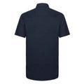 Bright Navy - Back - Russell Collection Mens Oxford Tailored Short-Sleeved Shirt