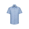 Oxford Blue - Front - Russell Collection Mens Oxford Tailored Short-Sleeved Shirt