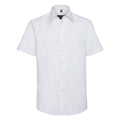 White - Front - Russell Collection Mens Oxford Tailored Short-Sleeved Shirt