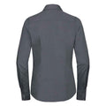 Convoy Grey - Back - Russell Collection Womens-Ladies Poplin Fitted Long-Sleeved Formal Shirt