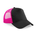 Black-Fuchsia - Front - Beechfield Unisex Adult Snapback Trucker Cap