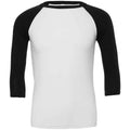 White-Black - Front - Canvas Unisex Adult 3-4 Sleeve Baseball T-Shirt