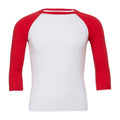 White-Red - Front - Canvas Unisex Adult 3-4 Sleeve Baseball T-Shirt