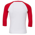 White-Red - Back - Canvas Unisex Adult 3-4 Sleeve Baseball T-Shirt