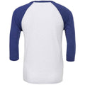 White-Navy - Back - Canvas Unisex Adult 3-4 Sleeve Baseball T-Shirt