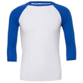 White-Royal Blue - Front - Canvas Unisex Adult 3-4 Sleeve Baseball T-Shirt