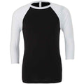 Black-White - Front - Canvas Unisex Adult 3-4 Sleeve Baseball T-Shirt