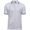 White-Navy - Front - Tee Jays Mens Tipped Stretch Polo Shirt