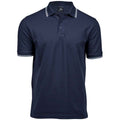 Navy-White - Front - Tee Jays Mens Tipped Stretch Polo Shirt