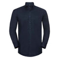 Bright Navy - Front - Russell Collection Mens Oxford Easy-Care Long-Sleeved Formal Shirt