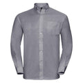 Silver - Front - Russell Collection Mens Oxford Easy-Care Long-Sleeved Formal Shirt