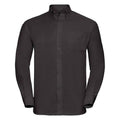 Black - Front - Russell Collection Mens Oxford Easy-Care Long-Sleeved Formal Shirt