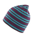 Plum-Turquoise - Back - Result Unisex Adult Team Reversible Beanie