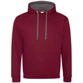 Burgundy-Charcoal - Front - Awdis Unisex Adult Varsity Hoodie