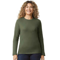 Military Green - Front - Gildan Unisex Adult Softstyle Plain Long-Sleeved T-Shirt