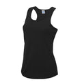 Jet Black - Front - AWDis Cool Womens-Ladies Moisture Wicking Girlie Tank Top