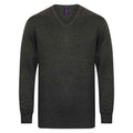 Grey Marl - Front - Henbury Mens Cotton Acrylic V Neck Sweatshirt